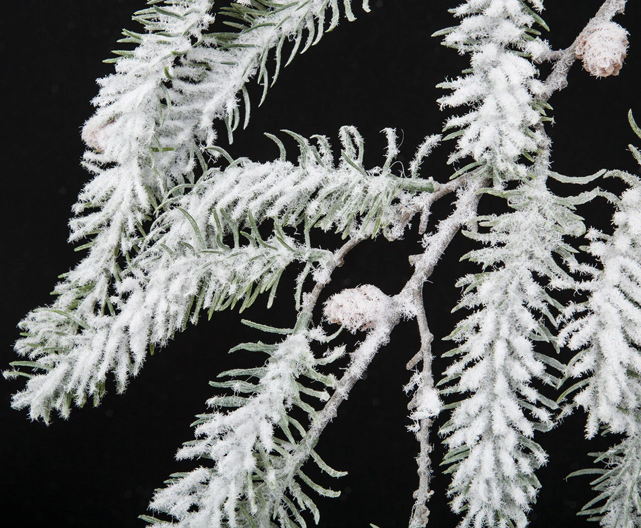 41" Artificial Snowy Pine & Pinecone Stem -White/Green (Pack of 12) - Image 2