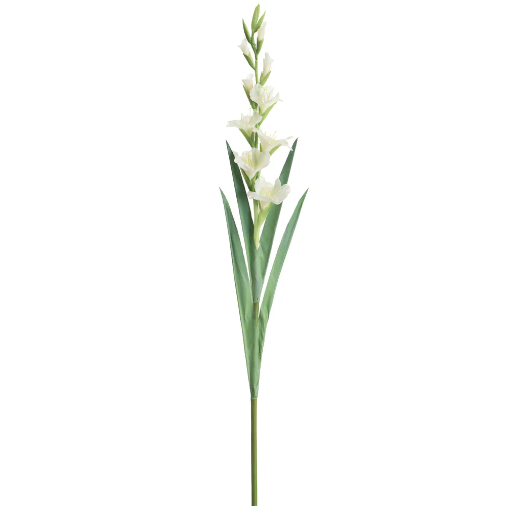 41" Real Touch Gladiolus Silk Flower Stem -White (Pack of 6)
