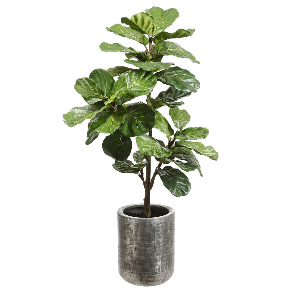4'10" Silk Fiddle Leaf Fig Tree w/Planter -Green