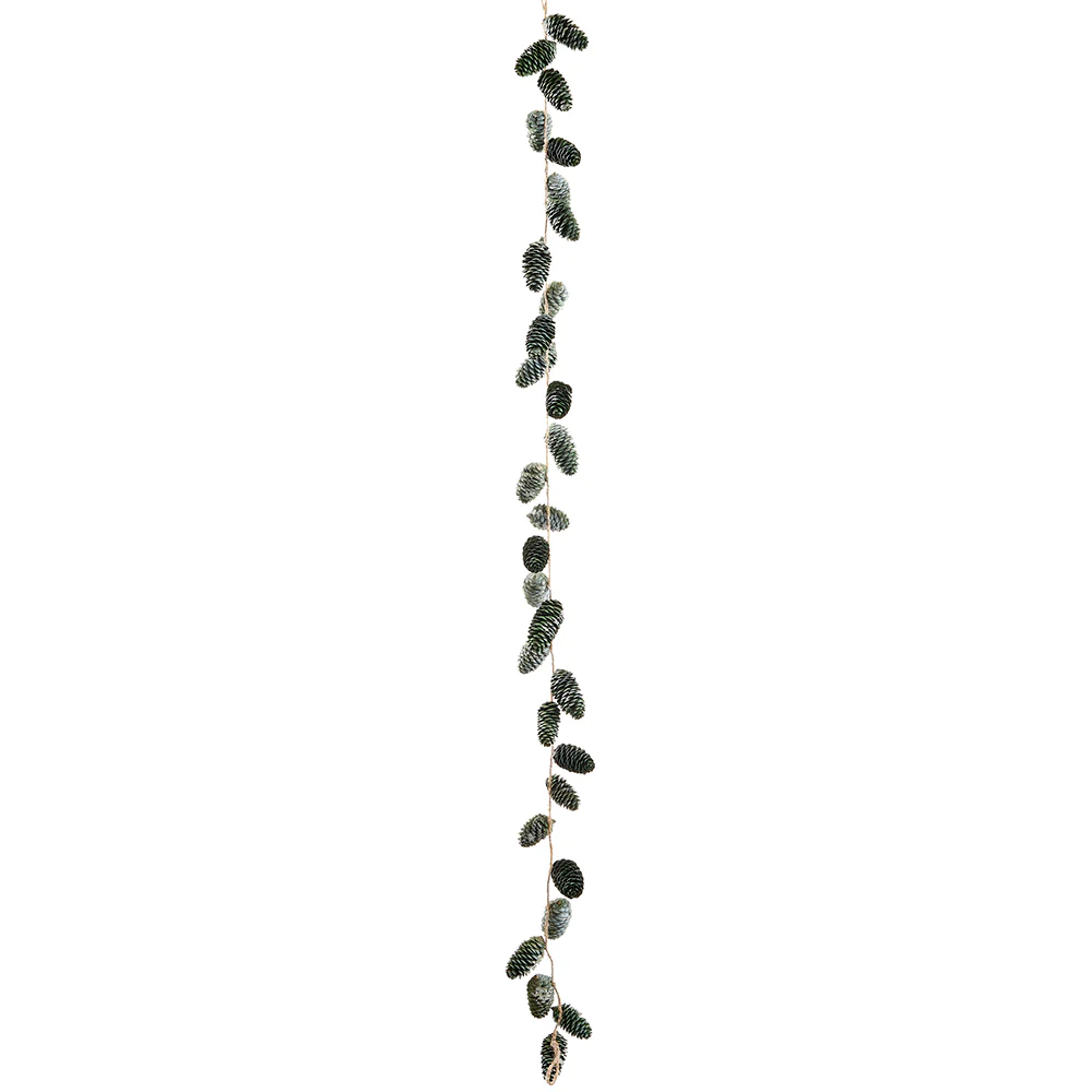 4'11" Glittered Artificial Pinecone Garland -Green (Pack of 6)