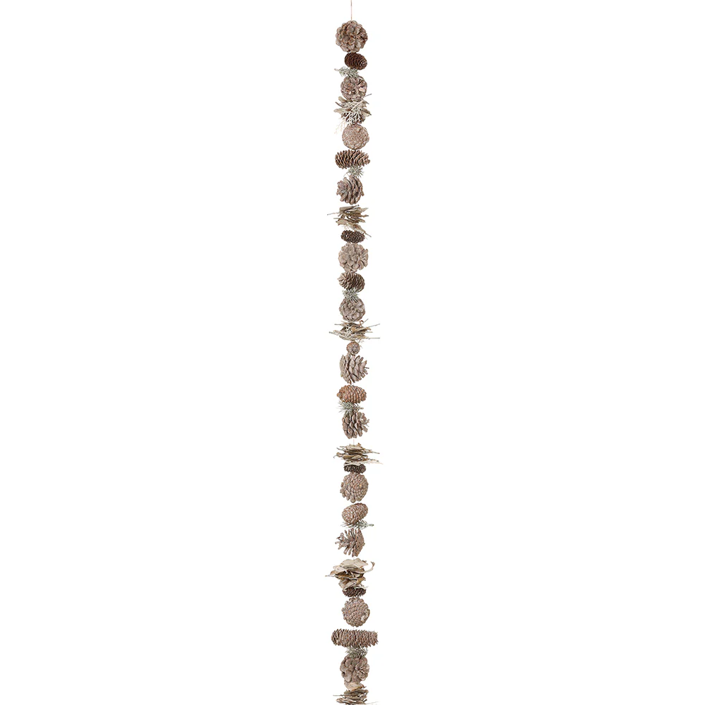 4'11" Pinecone & Pine Artificial Garland -Whitewashed (Pack of 8)