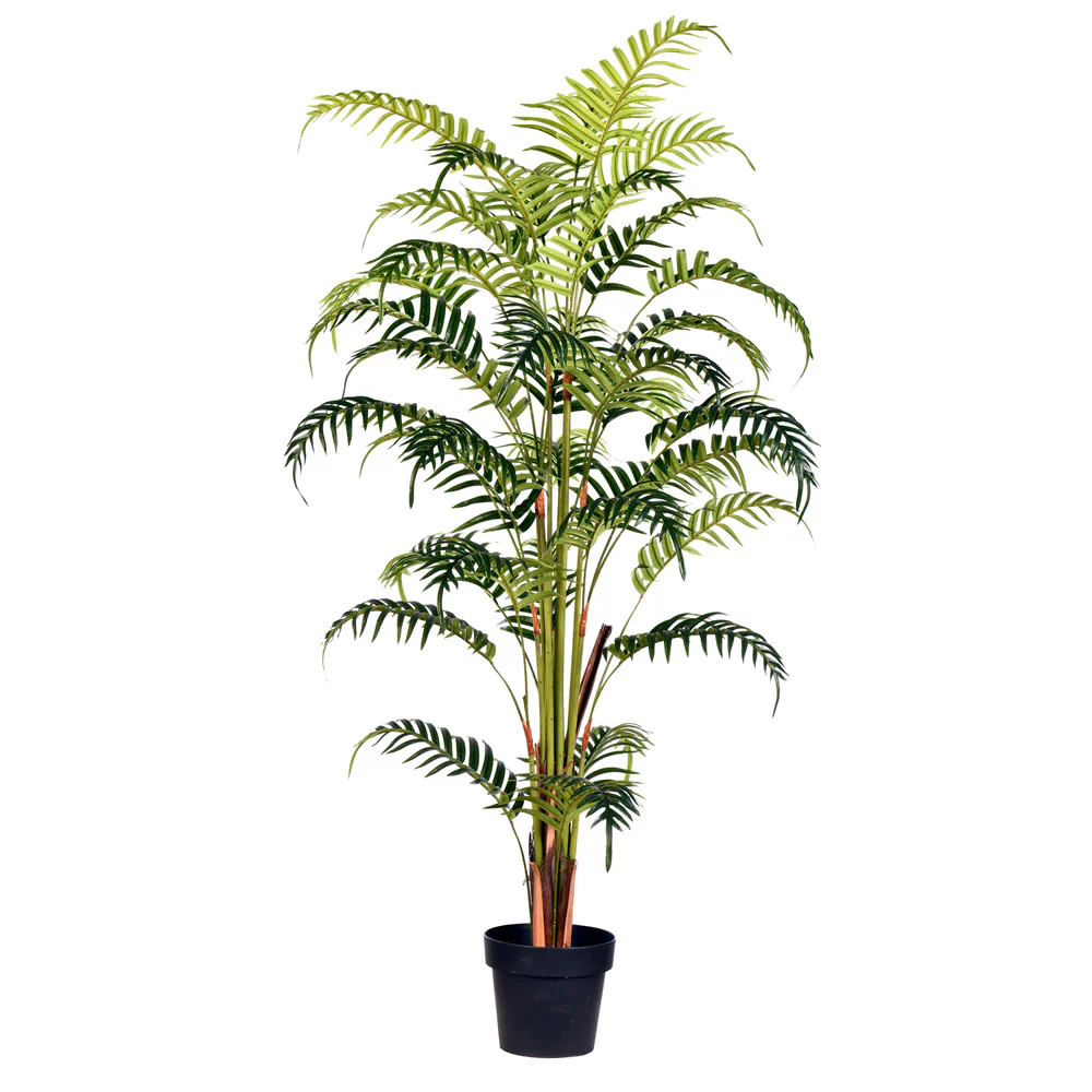 4'11" Real Touch Fern Palm Silk Tree w/Plastic Pot -Green