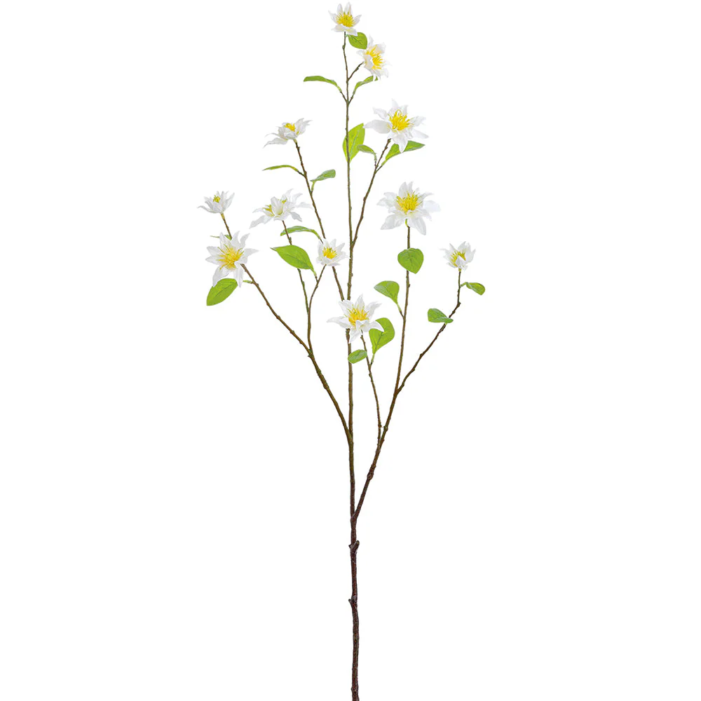 42.5" Clematis Silk Flower Stem -White (Pack of 6)