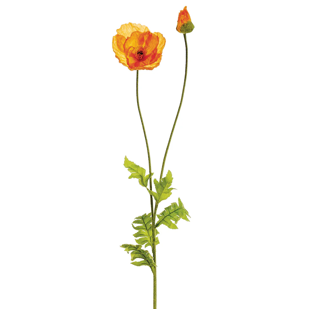42.5" Silk Poppy Flower Spray -Orange (Pack of 12)