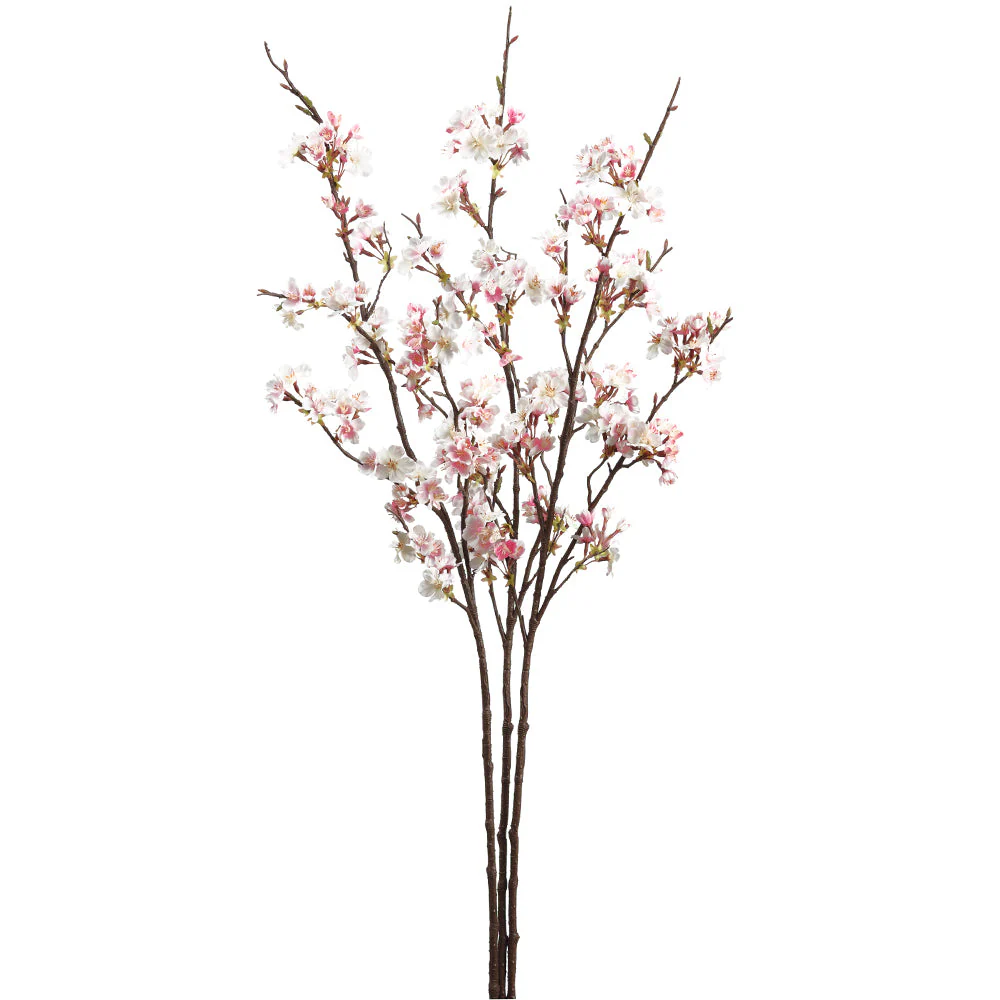 42" Cherry Blossom Silk Flower Stem Bundle -Pink/Cream
