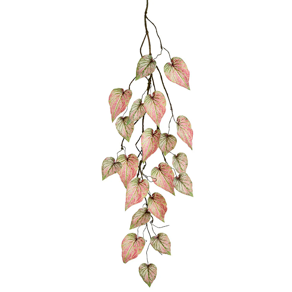 4'2" Heart-Leaf Philodendron Leaf Silk Garland -Red/Green (Pack of 12)