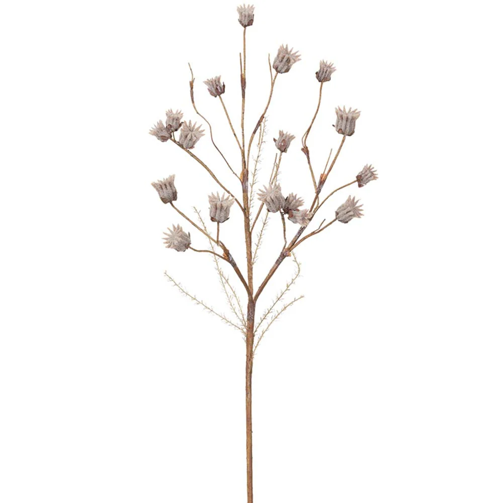 42" Roselle Seed Artificial Stem -Beige/Brown (Pack of 12)