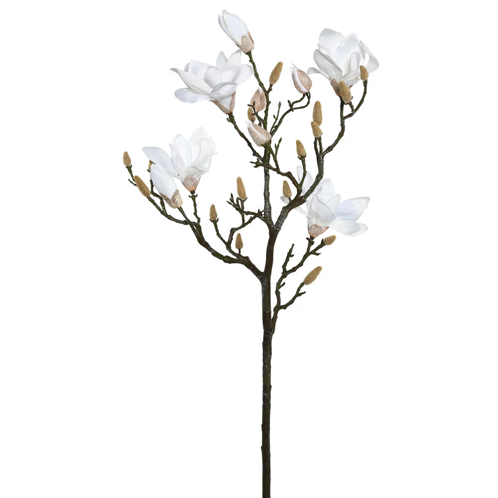 42" Silk Magnolia Flower Stem -White (Pack of 4)