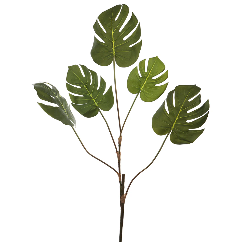 42" Silk Split Philodendron Monstera Leaf Stem -Green (Pack of 12)