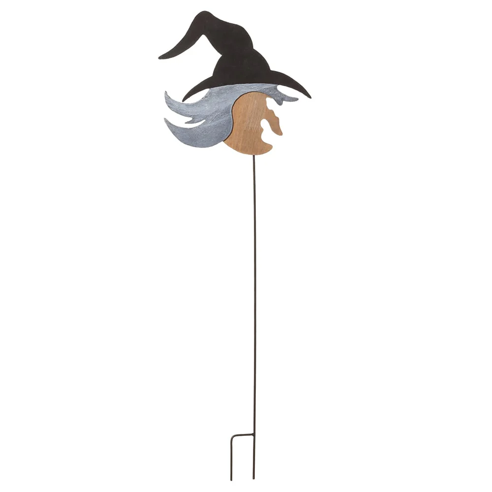 43.3" Halloween Witch Garden Stake -Black/Brown (Pack of 4)