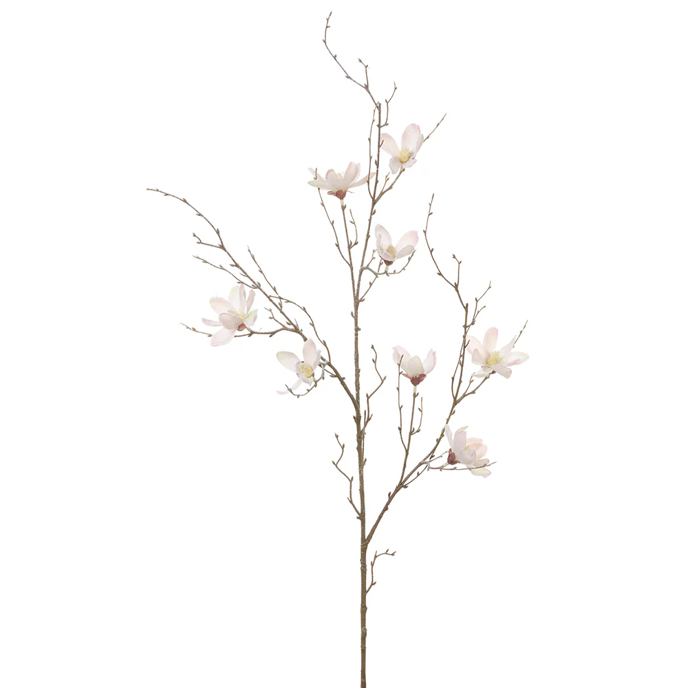 43.5" Flocked Artificial Mini Magnolia Flower Stem -Pink (Pack of 12)