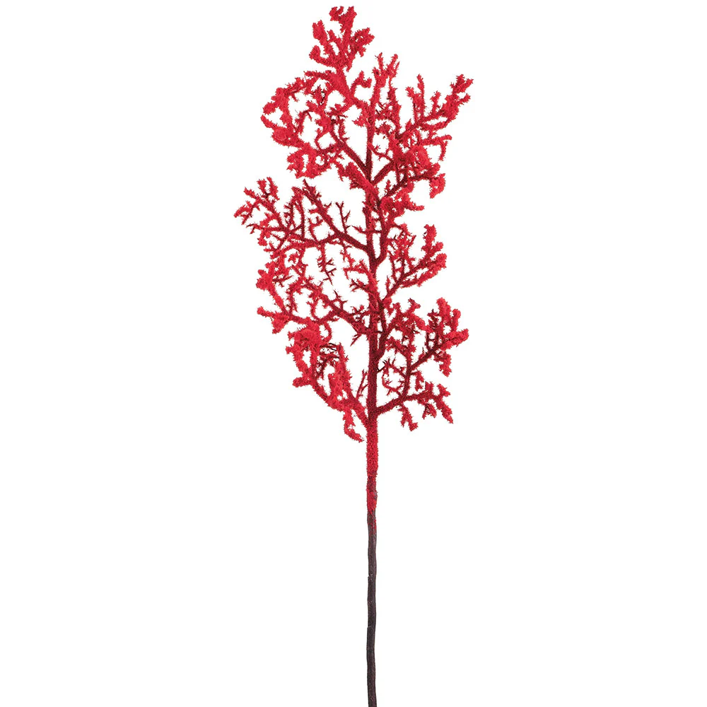 43" Flocked Artificial Coral Twig Stem -Red (Pack of 6)