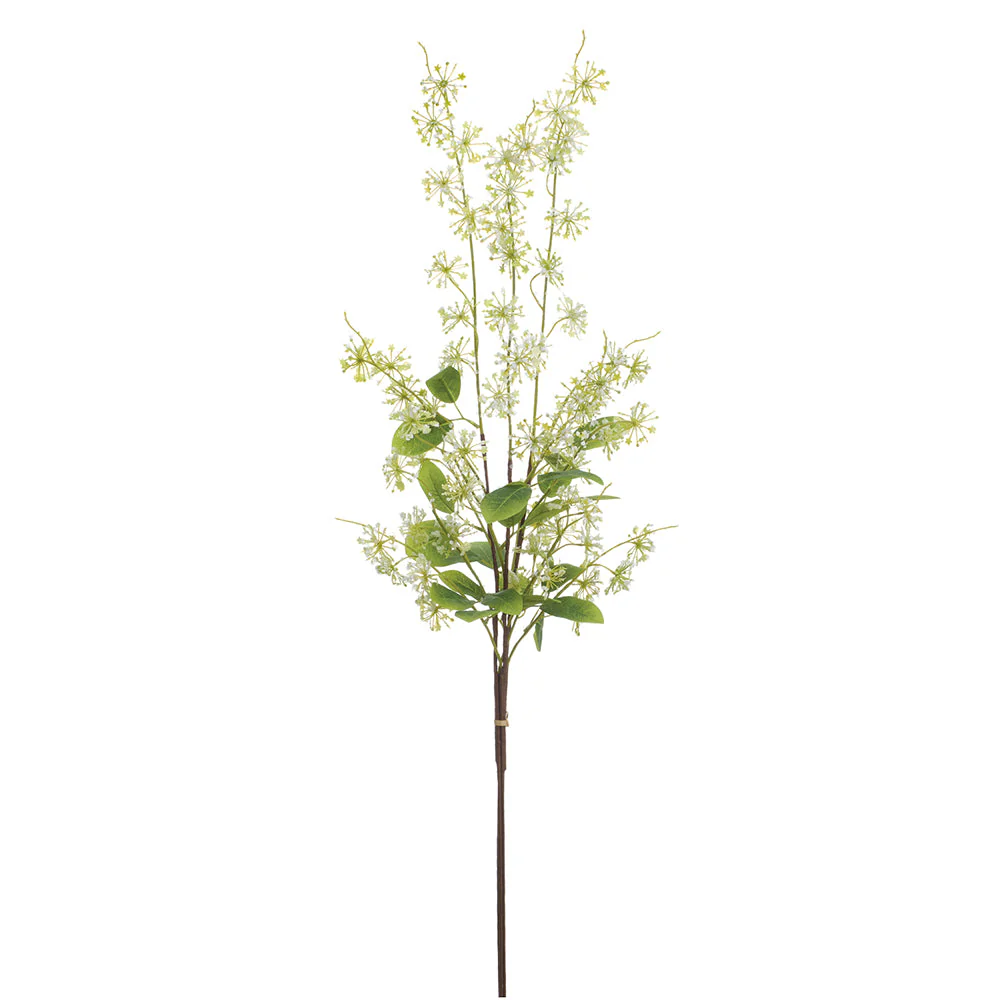 43" Hand-Wrapped Mini Blossom Silk Flower Stem Bundle -White (Pack of 12)