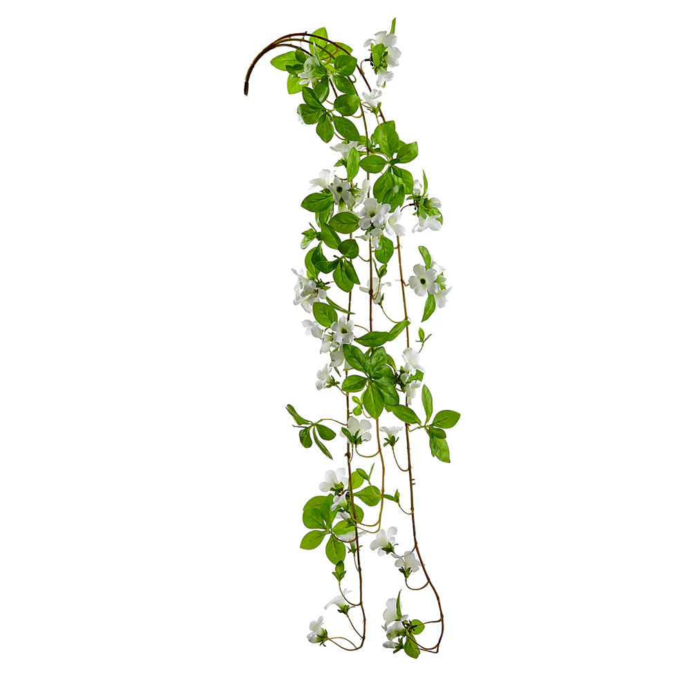 43" Hanging Silk Morning Glory Vine Flower Stem -White (Pack of 6)