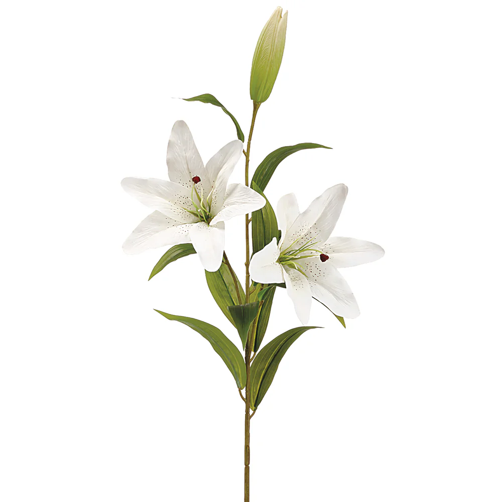 43" Lily Silk Flower Stem -White (Pack of 12)