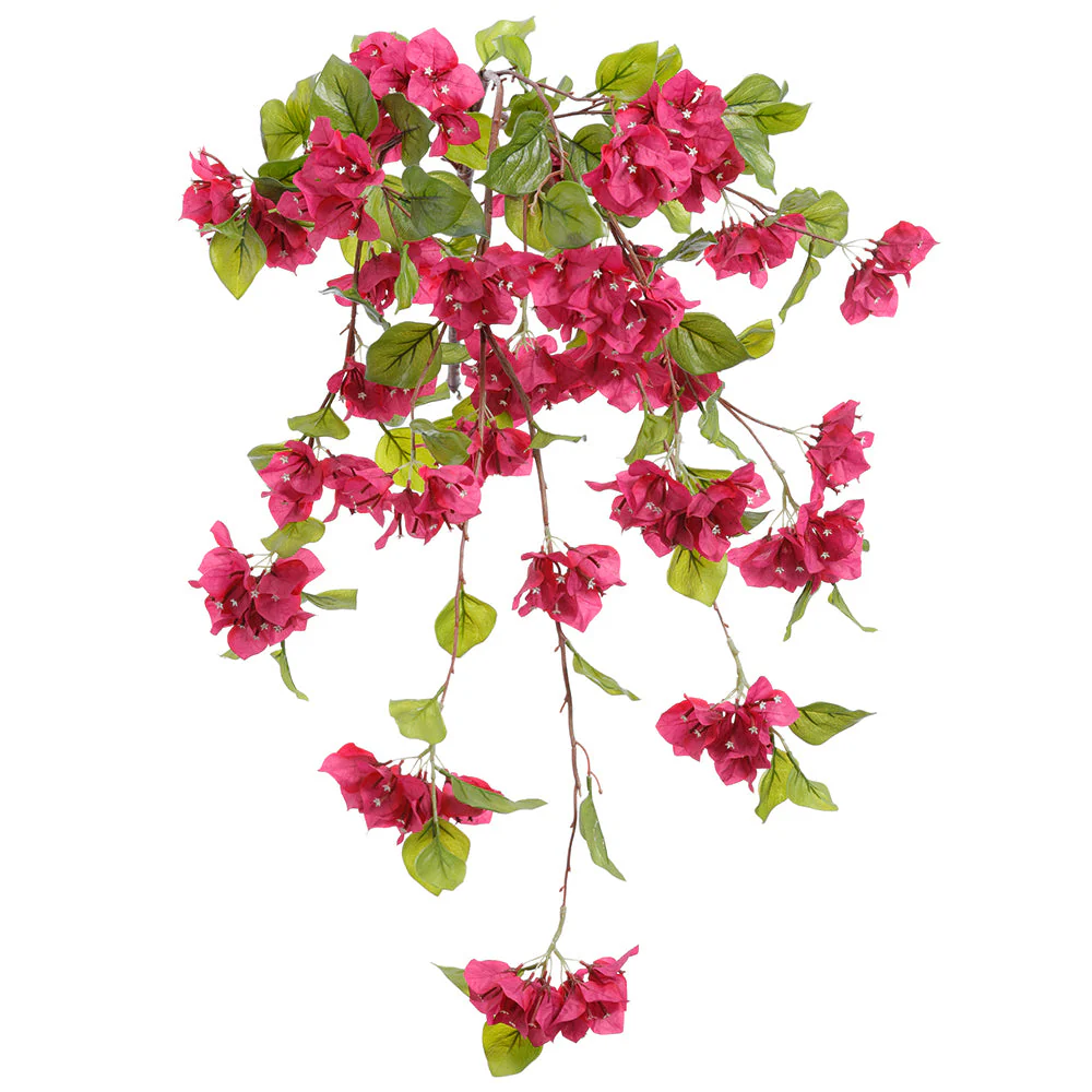 43" Outdoor UV-Resistant Hanging Bougainvillea Silk Flower Bush -Beauty (Pack of 6)