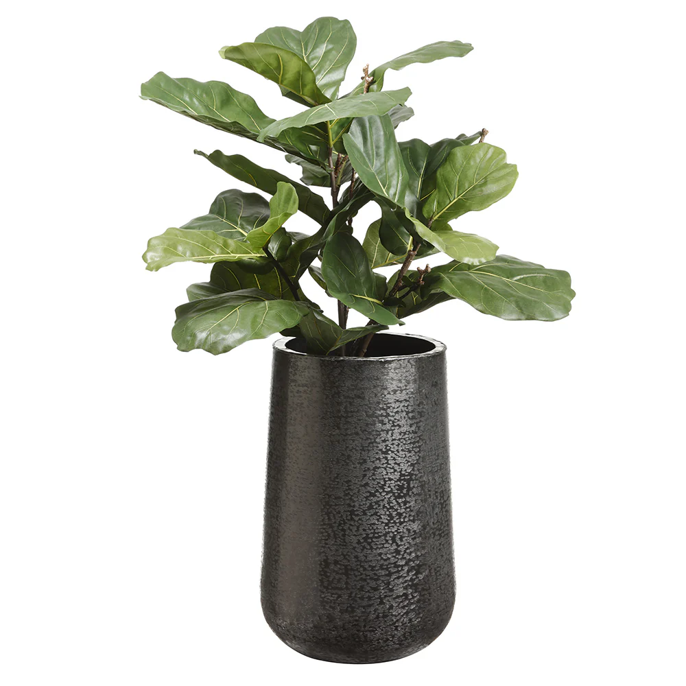 4'3" Silk Fiddle Leaf Fig Tree w/Textured Planter -Green