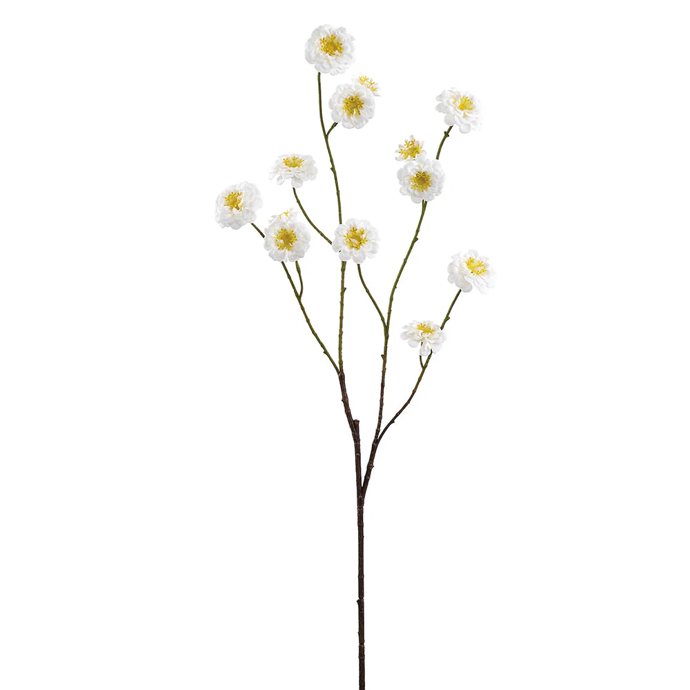 43" Zinnia Silk Flower Stem -White (Pack of 12)