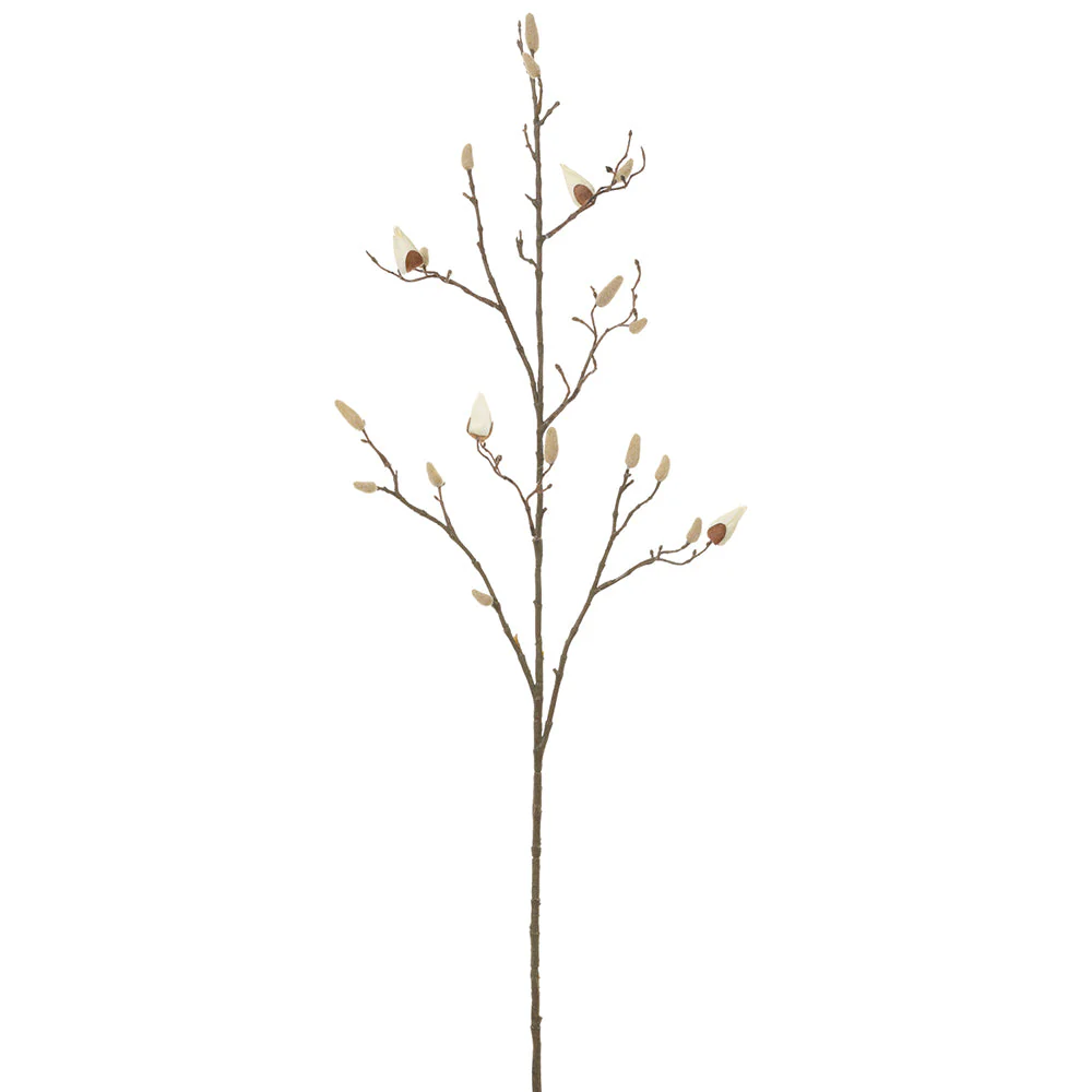 44.5" Magnolia Bud Silk Flower Stem -White (Pack of 12)