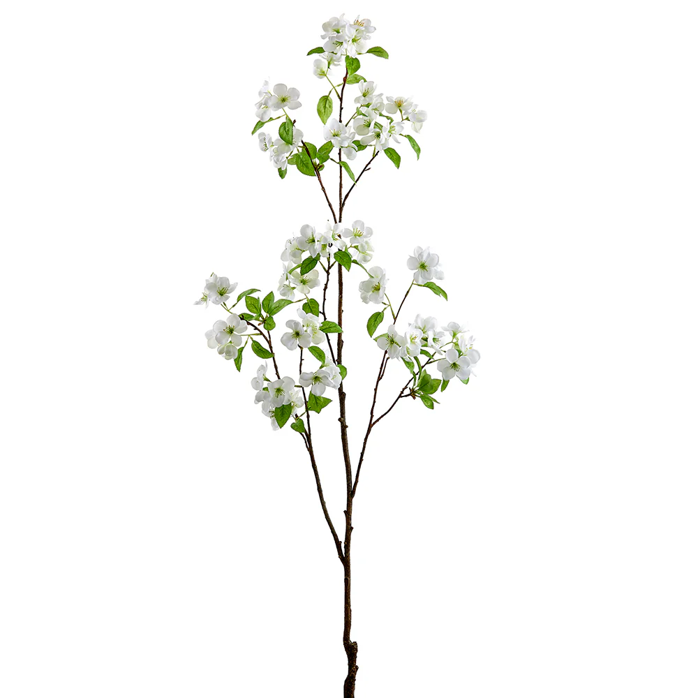 44.5" Silk Apple Blossom Flower Stem -White (Pack of 6)