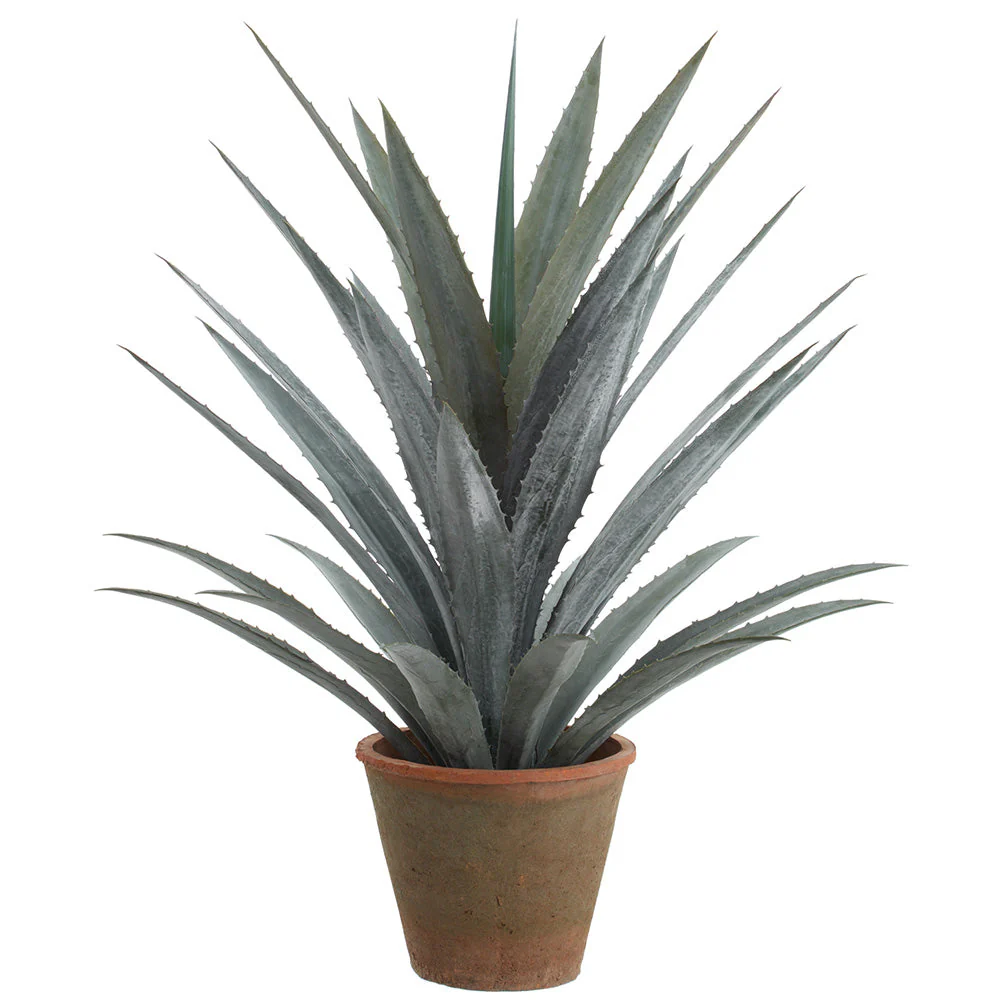 44" Agave Artificial Plant w/Clay Pot -Green/Gray