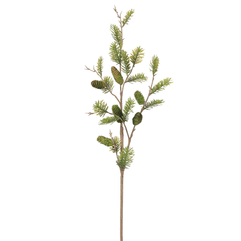 44" Artificial Pine & Pinecone Stem -Green (Pack of 8)