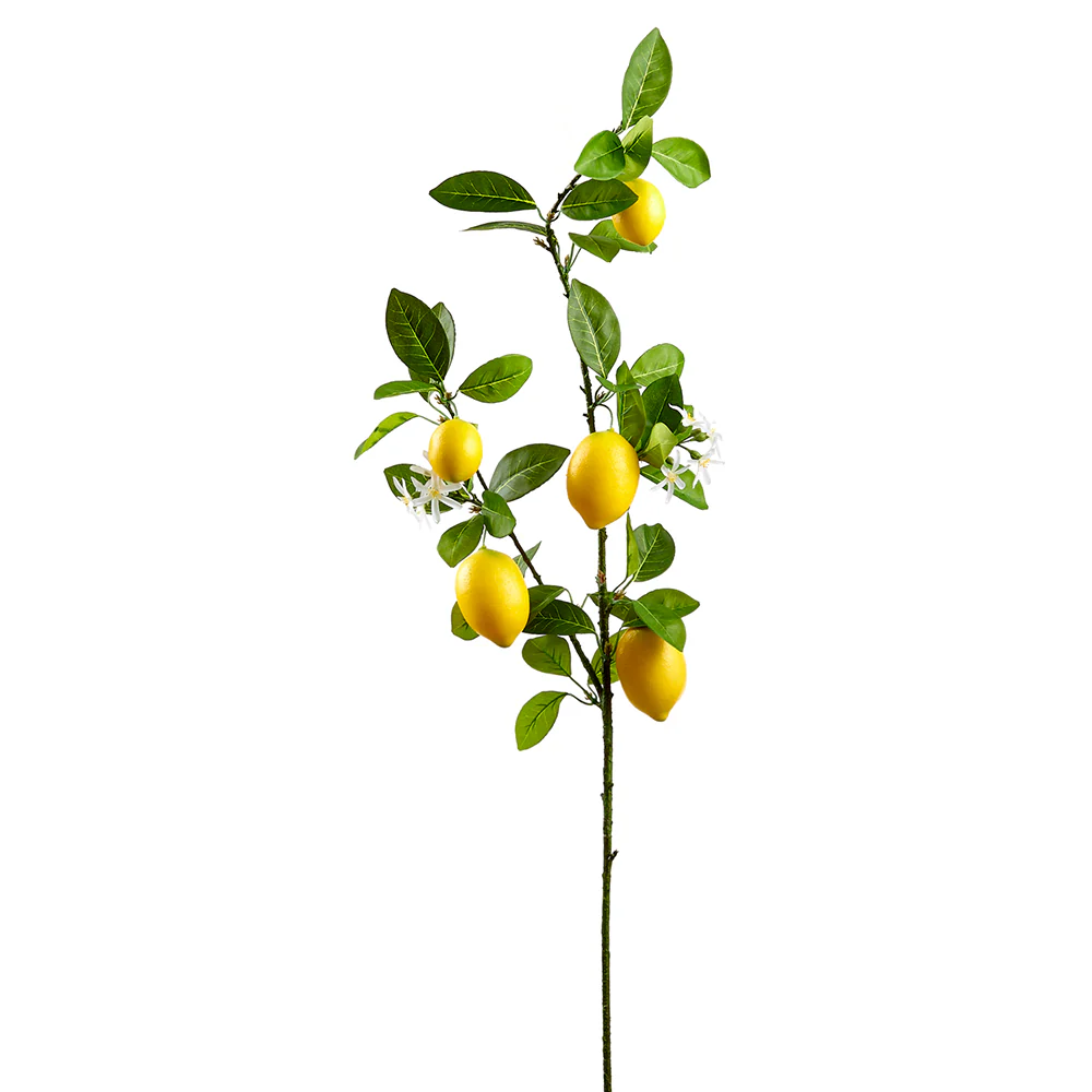 44" Flowering Artificial Lemon Branch Stem -Yellow (Pack of 12)