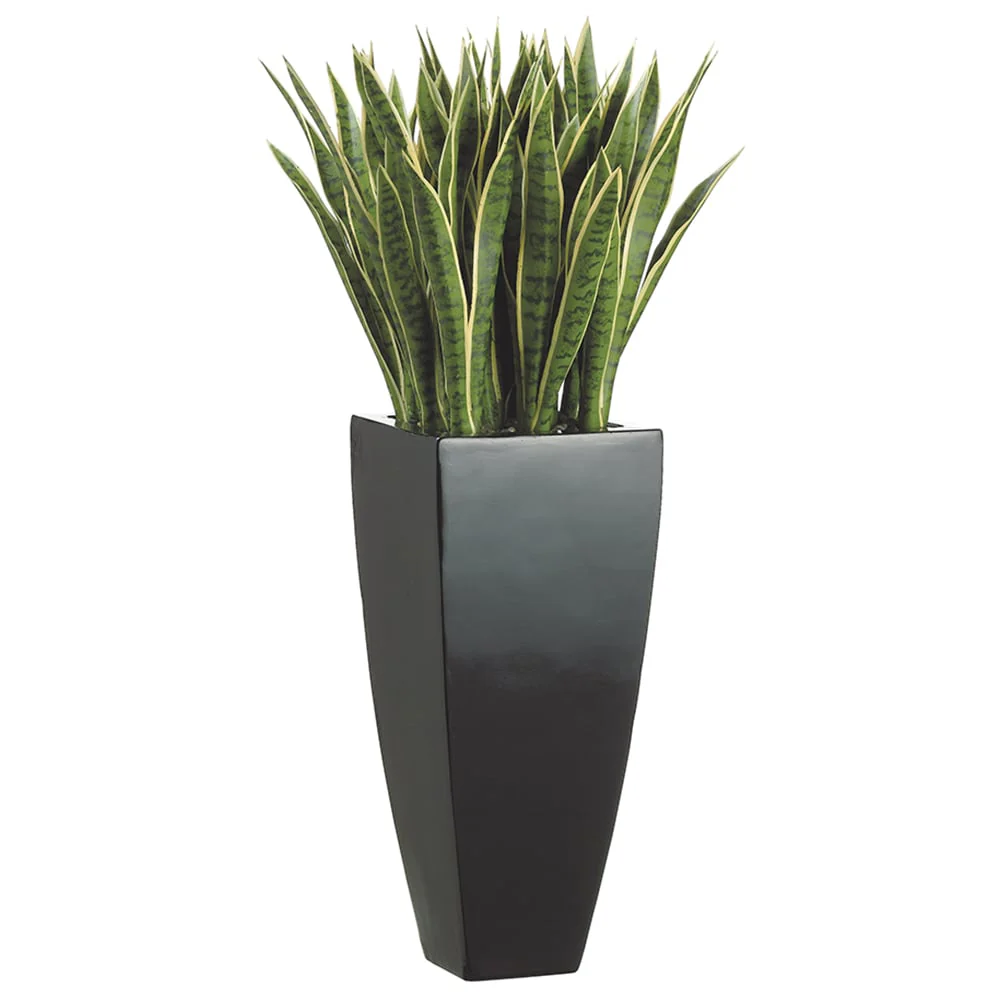 44" Sansevieria Snake Artificial Plant w/Resin Container -Green/Variegated