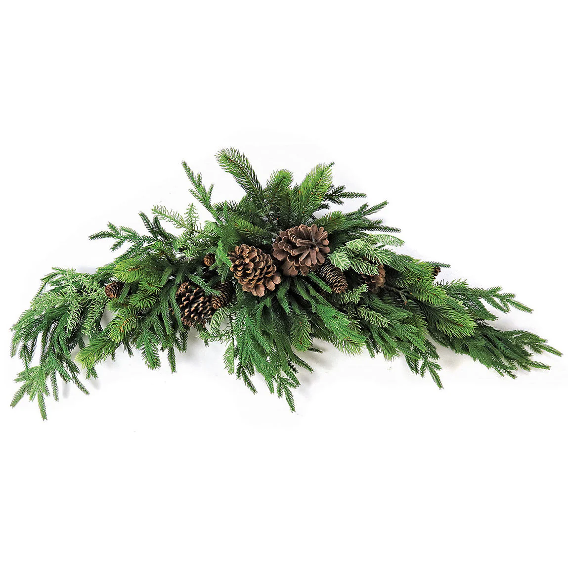 44" Wide Soft-Touch Artificial Norfolk Pine & Pinecone Swag -Green (Pack of 2)
