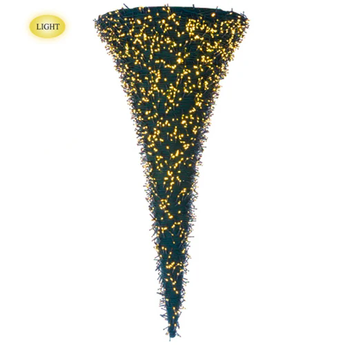 4'4"Hx26"W Hanging Upside-Down Cone-Shaped Artificial Topiary, Pre-Lit -Green (Pack of 2)