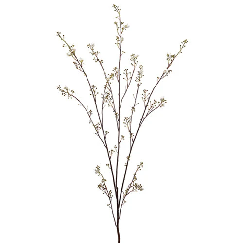 45" Artificial Berry & Flower Blossom Branch Stem -Green/White (Pack of 12)