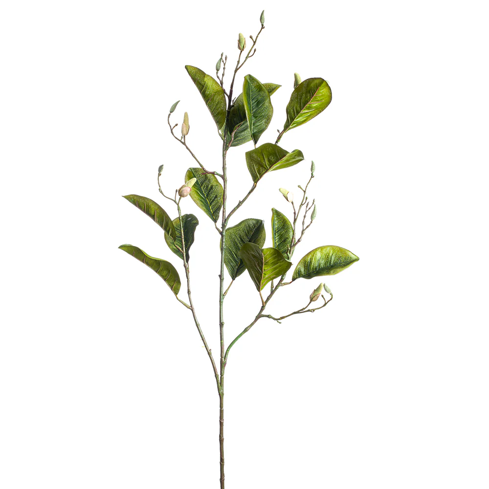 45" Budding Artificial Magnolia Branch Stem -Green (Pack of 6)