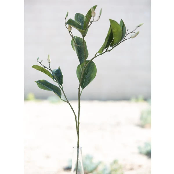 45" Budding Artificial Magnolia Branch Stem -Green (Pack of 6) - Image 2