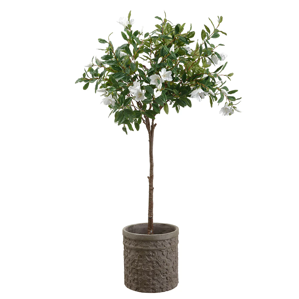 4'5" Flowering Silk Azalea Plant w/Planter -Green/White