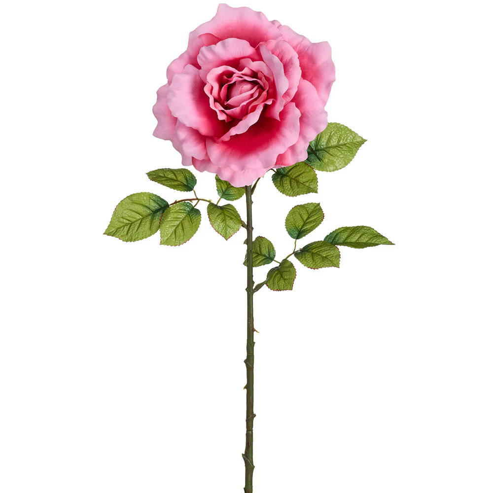 45" Rose Silk Flower Stem -Pink (Pack of 6)