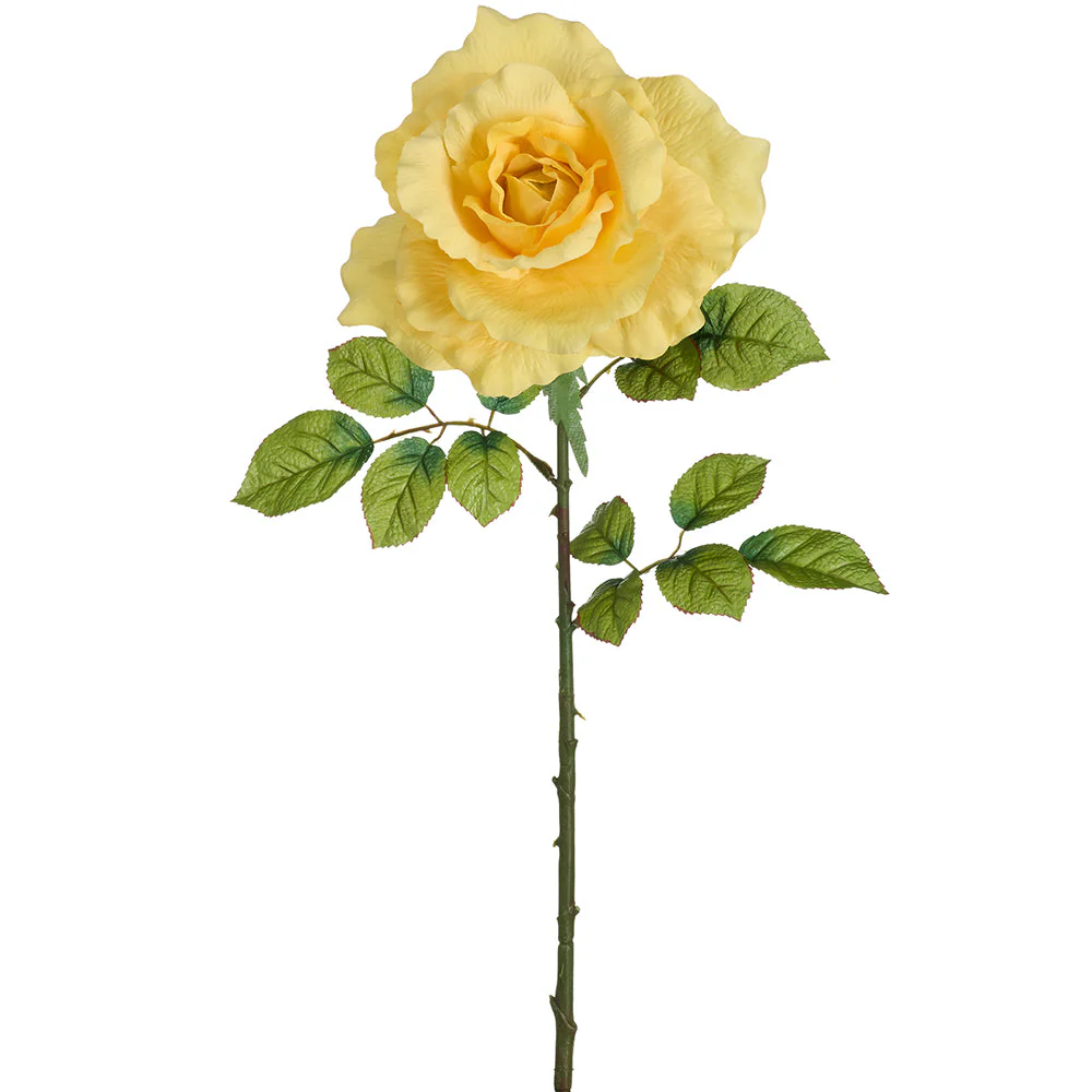 45" Rose Silk Flower Stem -Yellow (Pack of 6)