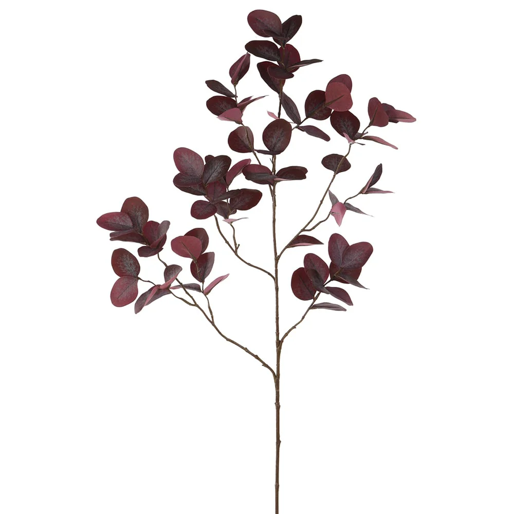 46" Eucalyptus Silk Leaf Stem -Burgundy (Pack of 6)
