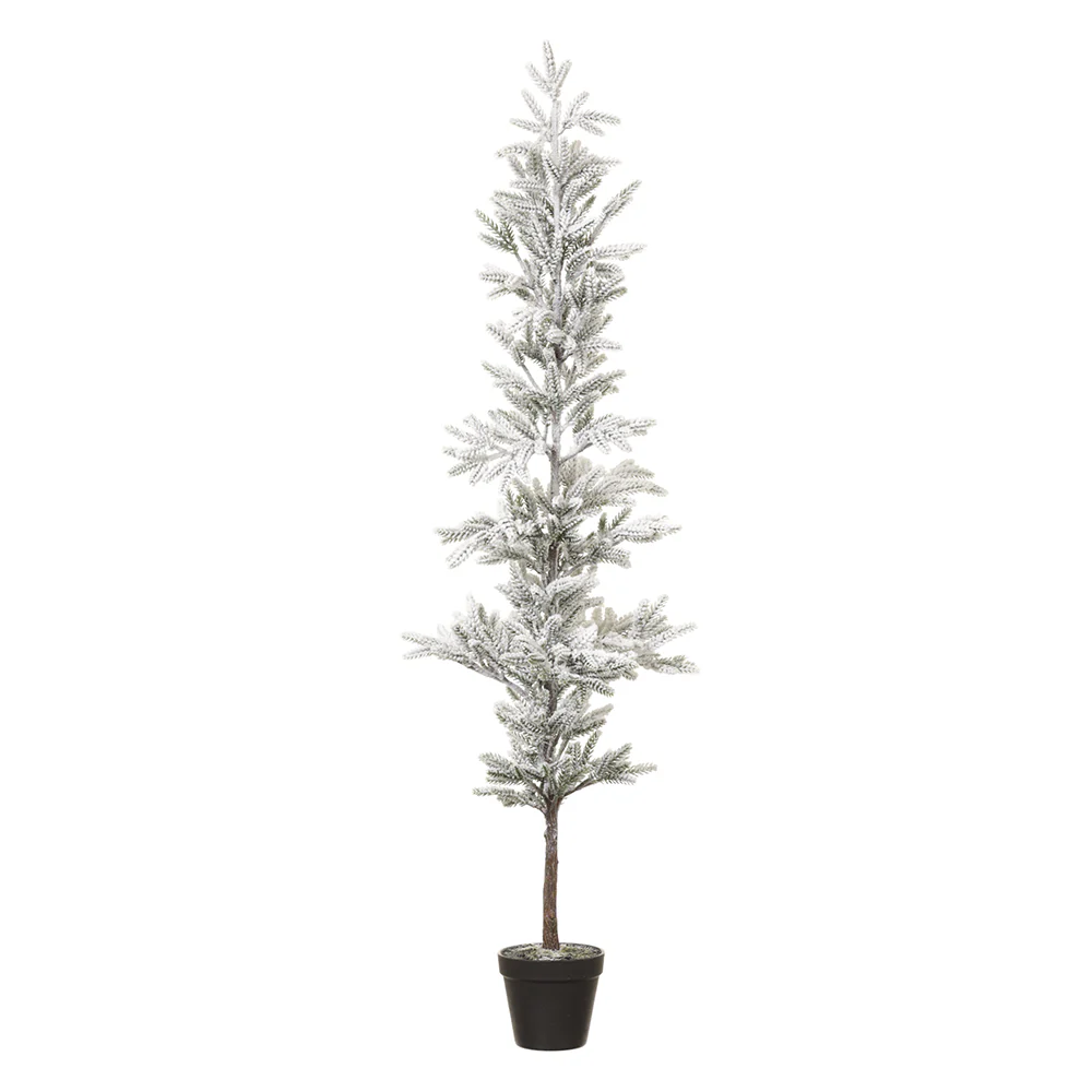 46" Flocked Artificial Pine Tree w/Pot -Snow (Pack of 4)