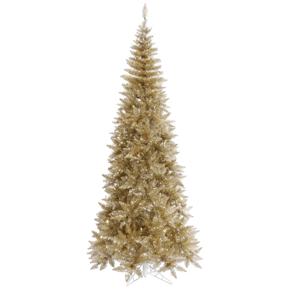 4'6"Hx24"W Tinsel Slim Fir Artificial Christmas Tree, Unlit -Champagne