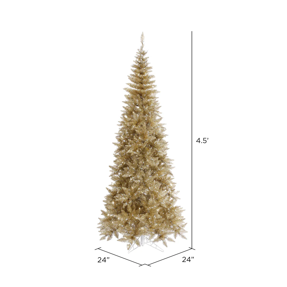 4'6"Hx24"W Tinsel Slim Fir Artificial Christmas Tree, Unlit -Champagne - Image 2