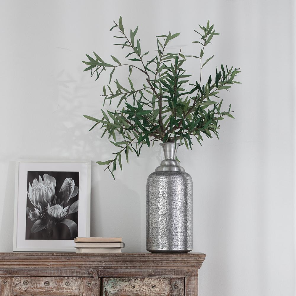 46"Hx33"W Olive Leaf Branch Artificial Arrangement w/Bottle Vase -Green - Image 2
