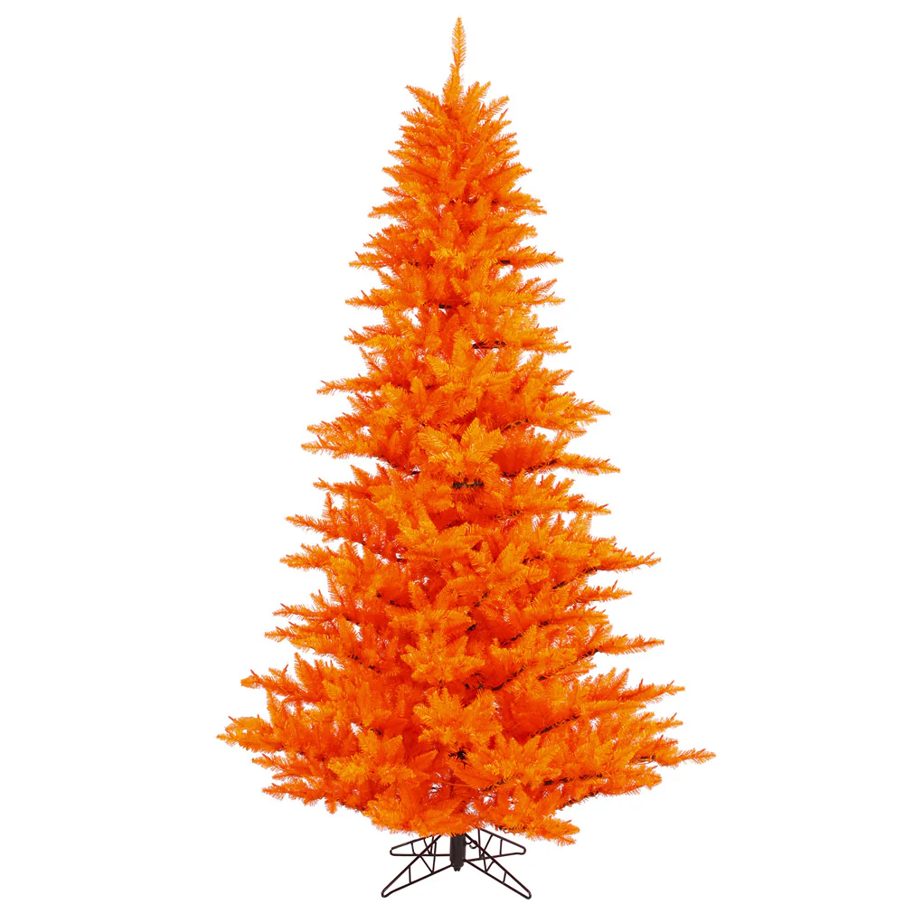 4'6"Hx34"W Fir Artificial Christmas Tree, Unlit -Orange