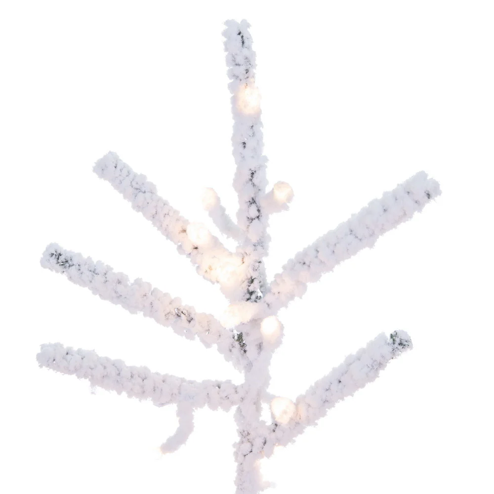 4'6"Hx34"W Flocked Slim Pistol Pine Artificial Christmas Tree, Micro LED Pre-Lit (Multi-Mode) -White - Image 2