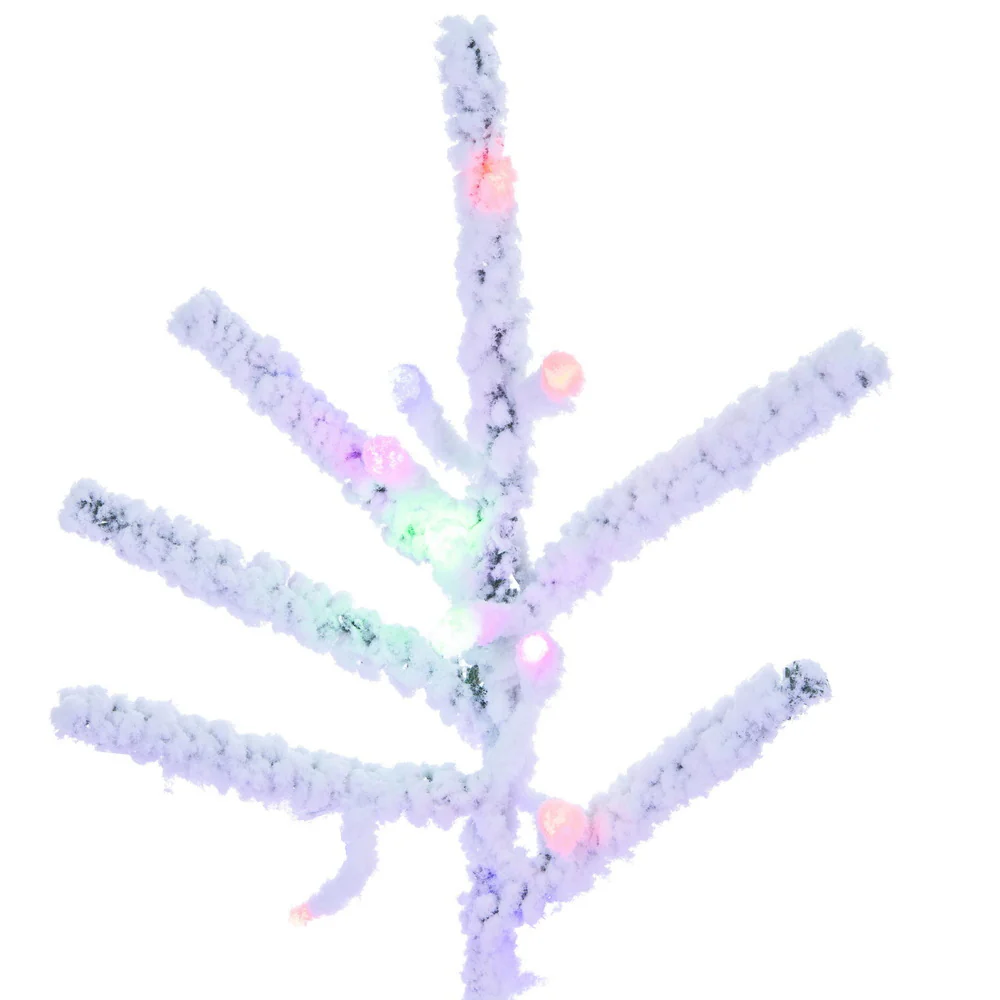 4'6"Hx34"W Flocked Slim Pistol Pine Artificial Christmas Tree, Micro LED Pre-Lit (Multi-Mode) -White - Image 3