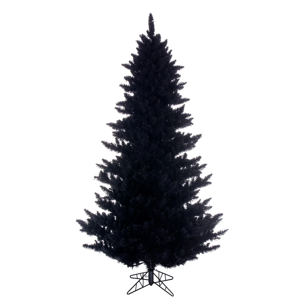 4'6"Hx35"W Flocked Fir Artificial Christmas Tree, Unlit -Black