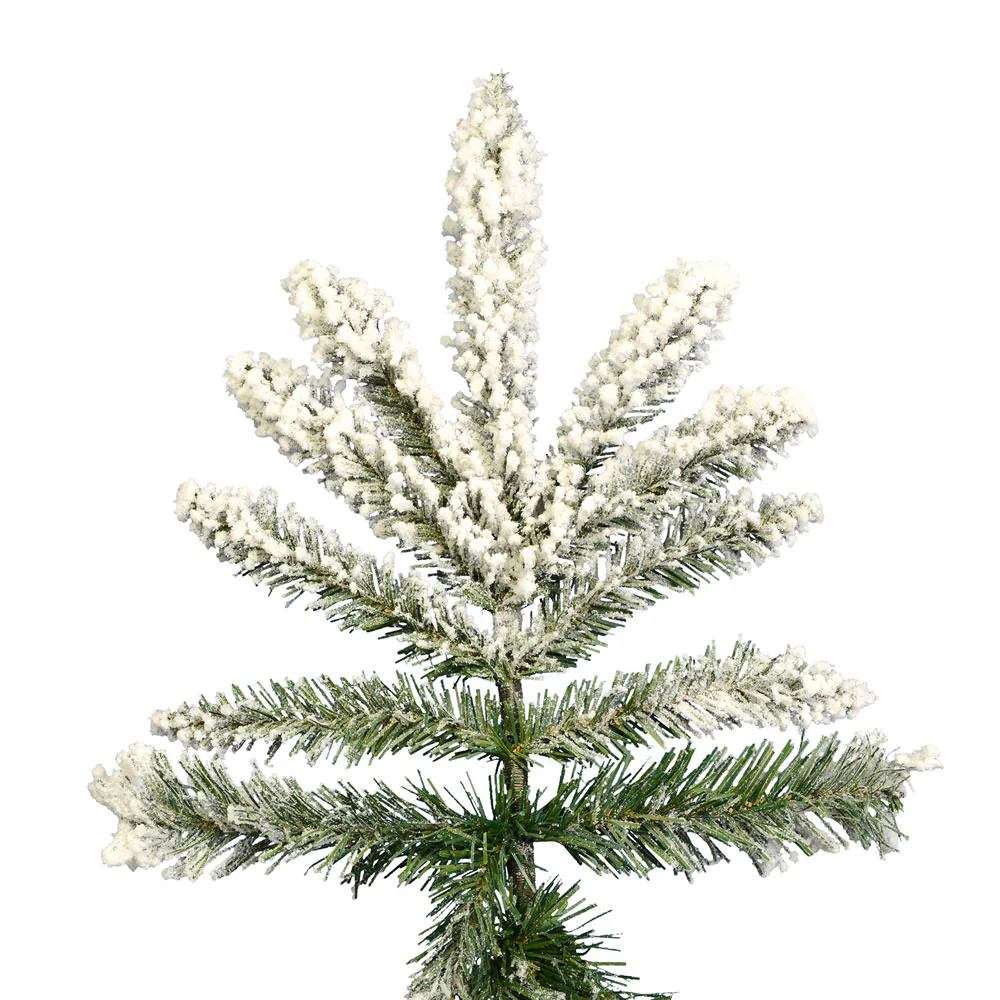 4'6"Hx41"W Flocked Utica Fir Artificial Christmas Tree, Unlit -White/Green - Image 2