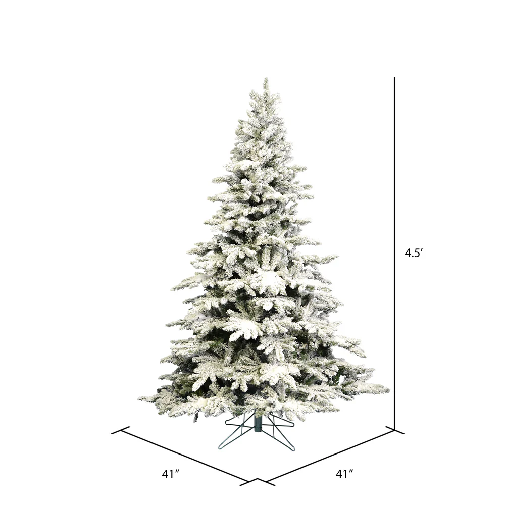 4'6"Hx41"W Flocked Utica Fir Artificial Christmas Tree, Unlit -White/Green - Image 4