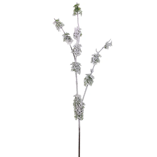 47" Artificial Flocked Moss Branch Stem -Green/Snow (Pack of 6)