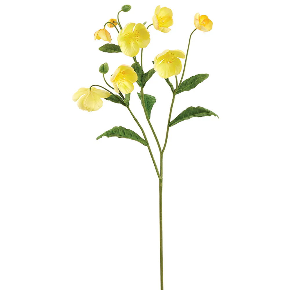 47" Helleborus Silk Flower Stem -Yellow (Pack of 6)