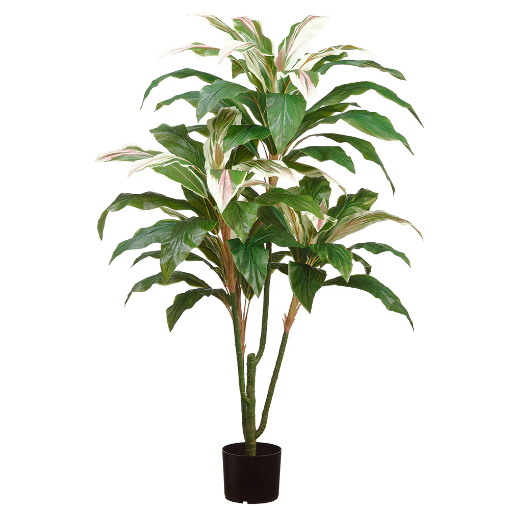 4'7" Real Touch Cordyline Silk Plant w/Plastic Pot -Green/Cream (Pack of 2)